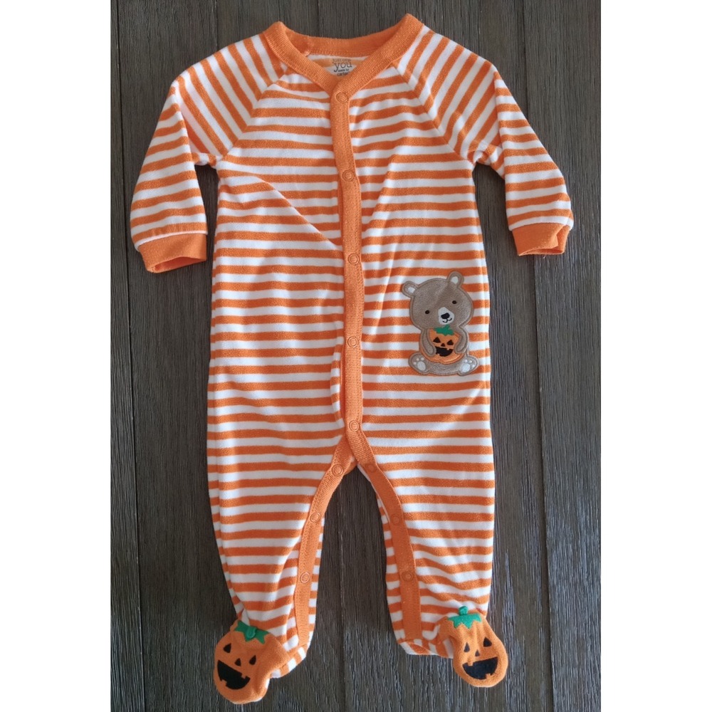 Just One You by Carter's 6M Snap Footed Pajamas Sleepwear Bear Pumpkin